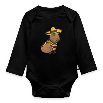 Capybara mexicain - Body Bébé bio manches longues - noir - Devant