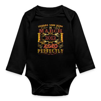 March 2012 - birthday 2012 legends were born. - Organic Longsleeve Baby Bodysuit - black - Front