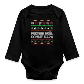Premier Noël Comme Papa - Body Bébé bio manches longues - noir - Devant