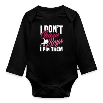 Athlète féminine de lutte - Body Bébé bio manches longues - noir - Devant