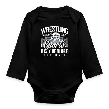 Cadeau sportif de lutteur de lutte - Body Bébé bio manches longues - noir - Devant