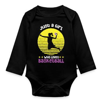 Basket-ball panier de basket-ball panier lancer des joueurs de basket-ball - Body Bébé bio manches longues - noir - Devant