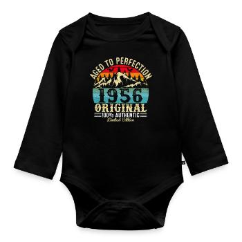 Aged to perfection 1956 original - Organic Longsleeve Baby Bodysuit - black - Front