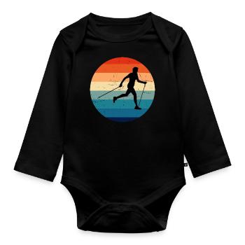 Men Women Nordic Walking Walking Walking - Organic Longsleeve Baby Bodysuit - black - Front