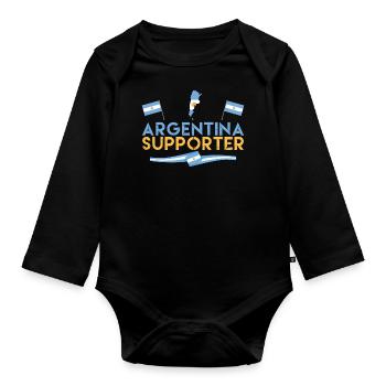 fan de Argentina supporter. Supporter d'argentine. - Body Bébé bio manches longues - noir - Devant