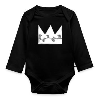 graue krone natur blumen form - Baby Bio-Langarm-Body - Schwarz - Vorne