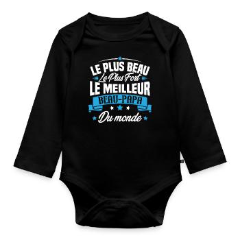 Le meilleur beau papa du monde - Body Bébé bio manches longues - noir - Devant
