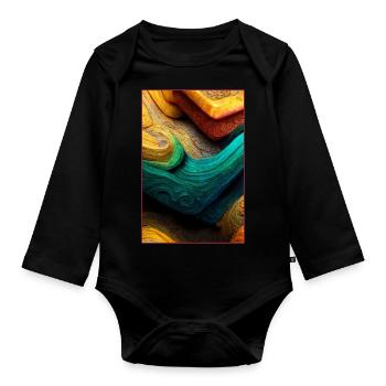 Abstract 3D Surface Background - Baby Bio-Langarm-Body - Schwarz - Vorne