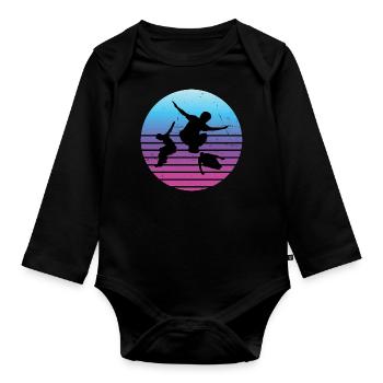 Course libre femmes Parkour masculin - Body Bébé bio manches longues - noir - Devant