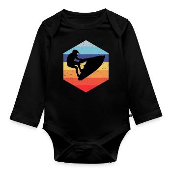 Women's Water Sports Jet Ski Riding Men's Jet Ski - Organic Longsleeve Baby Bodysuit - black - Front
