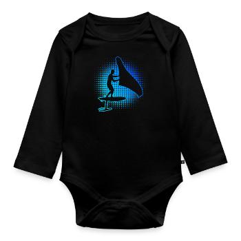 wingsurfen wingsurf hydrofoil Women wingfoil - Organic Longsleeve Baby Bodysuit - black - Front
