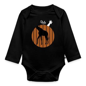 Giraffe Sunset Silhouette - Organic Longsleeve Baby Bodysuit - black - Front