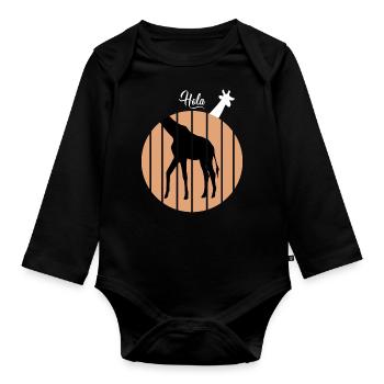 Giraffe Animal Forest - Organic Longsleeve Baby Bodysuit - black - Front