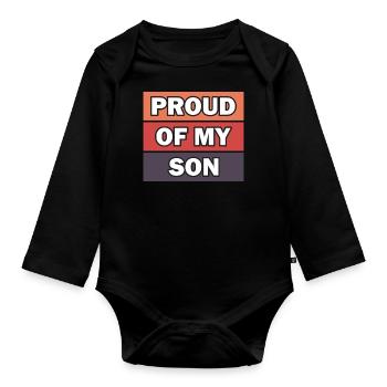 Je suis fier de mon fils - Body Bébé bio manches longues - noir - Devant