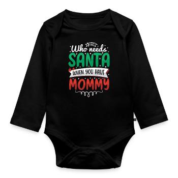 Noël Maman Famille Enfants - Body Bébé bio manches longues - noir - Devant