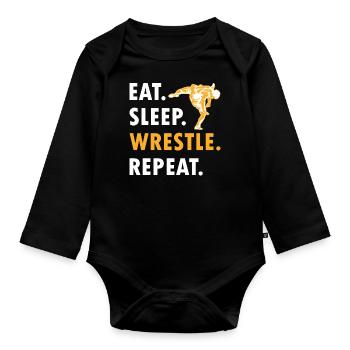 Wrestling Ringen Wrestler Ringer Geschenk - Baby Bio-Langarm-Body - Schwarz - Vorne