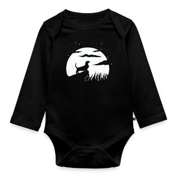 Basset Hound - Baby Bio-Langarm-Body - Schwarz - Vorne