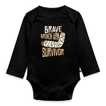 Bonne récupération Bras cassé Os cassé - Body Bébé bio manches longues - noir - Devant
