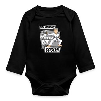Karaté Karaté Fighter Arts Martiaux - Body Bébé bio manches longues - noir - Devant
