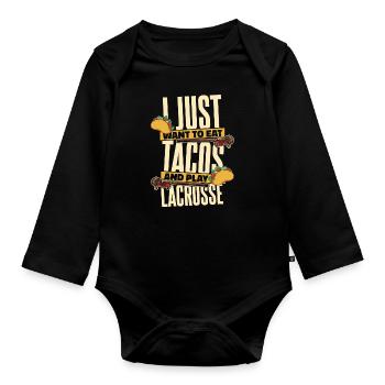 Lacrosse Sports Lacrosse Players - Organic Longsleeve Baby Bodysuit - black - Front