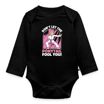 Karaté Karaté Fighter Arts Martiaux - Body Bébé bio manches longues - noir - Devant