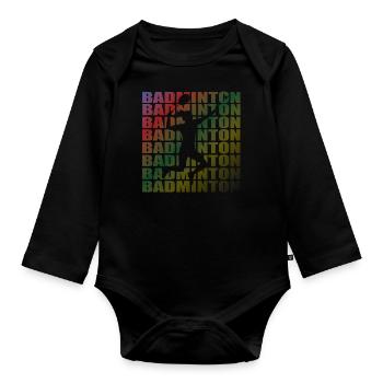 Badminton Spieler Geschenkidee Design - Baby Bio-Langarm-Body - Schwarz - Vorne