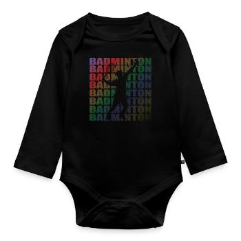 Badminton Spieler Geschenkidee Design - Baby Bio-Langarm-Body - Schwarz - Vorne