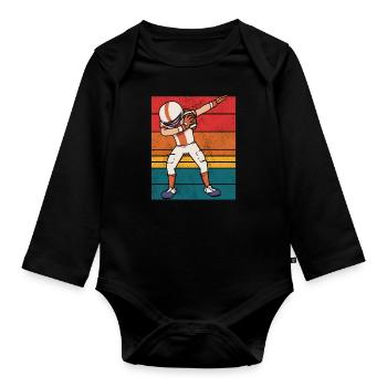 Dabbing Football Boy American Football - Baby Bio-Langarm-Body - Schwarz - Vorne