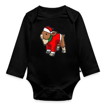 Chèvre avec pull de Noël - Body Bébé bio manches longues - noir - Devant