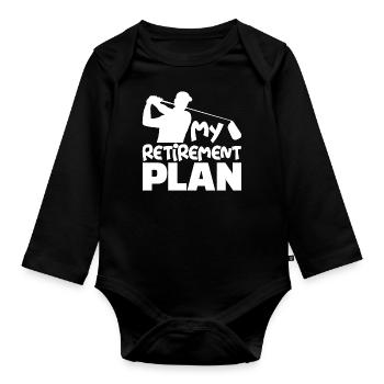Ruhestand Golf Golfen Sport Sportlich Rente - Baby Bio-Langarm-Body - Schwarz - Vorne