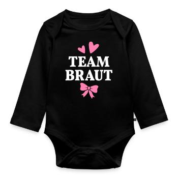 Team Braut Junggesellinnenabschied Hochzeit Heirat - Baby Bio-Langarm-Body - Schwarz - Vorne
