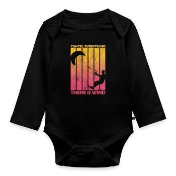 Annuler tout ce qu’il y a vent kitesurf drôle - Body Bébé bio manches longues - noir - Devant