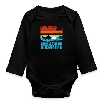 J’étais normal avant le kitesurf drôle de kitesurf - Body Bébé bio manches longues - noir - Devant
