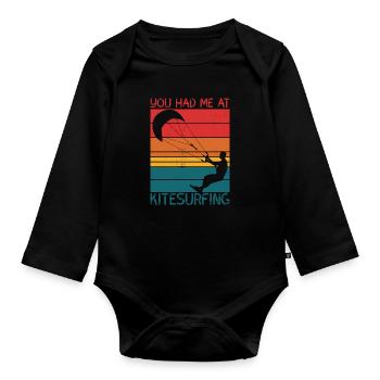 Tu m’as eu au kitesurf - Body Bébé bio manches longues - noir - Devant