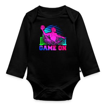 Water Polo Retro 80s 90s Game On - Organic Longsleeve Baby Bodysuit - black - Front