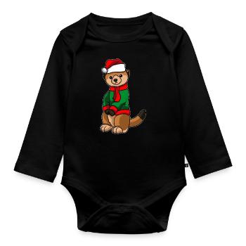 Suricates avec pull de Noël - Body Bébé bio manches longues - noir - Devant