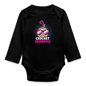 Stricken Grossmutter - Baby Bio-Langarm-Body - Schwarz - Vorne