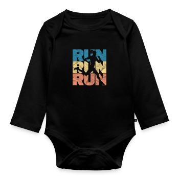 Running Runner Jogging Jogging Runner Gift - Organic Longsleeve Baby Bodysuit - black - Front