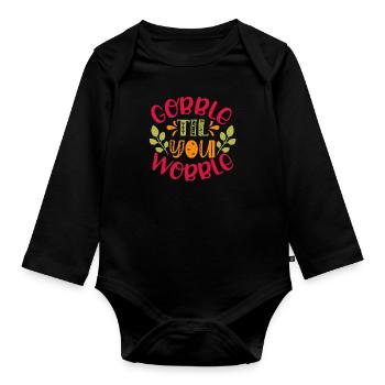 Gobble till you vacillez - Thanksgiving dicton - Body Bébé bio manches longues - noir - Devant