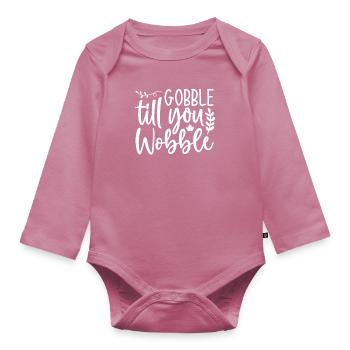 Gobble till you vacillez - Thanksgiving dicton - Body Bébé bio manches longues - mauve - Devant