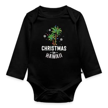 Weihnachten in Hawaii Deck Die Palmen Familie - Baby Bio-Langarm-Body - Schwarz - Vorne