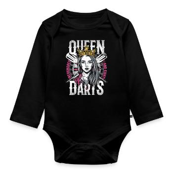 Retro Dart Motifs & Vintage Dartboard 180 Dart - Organic Longsleeve Baby Bodysuit - black - Front