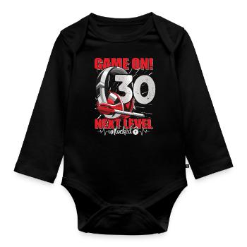 Next Level unlocked 30. Geburtstag Herren Gaming - Baby Bio-Langarm-Body - Schwarz - Vorne