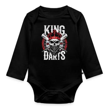 Retro Dart Motifs & Vintage Dartboard 180 Dart - Organic Longsleeve Baby Bodysuit - black - Front