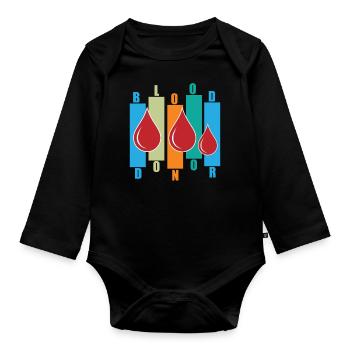 Blood donation Blood donations Blood donors - Organic Longsleeve Baby Bodysuit - black - Front