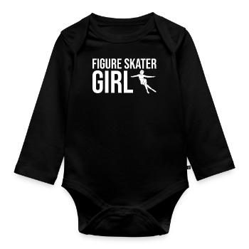 Figure Ice Skating - Figure Skater Girl - Organic Longsleeve Baby Bodysuit - black - Front
