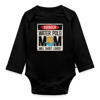Water Polo Mom Vintage Danger - Organic Longsleeve Baby Bodysuit - black - Front