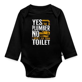 Plombier Plombier Vintage Oui je suis - Body Bébé bio manches longues - noir - Devant
