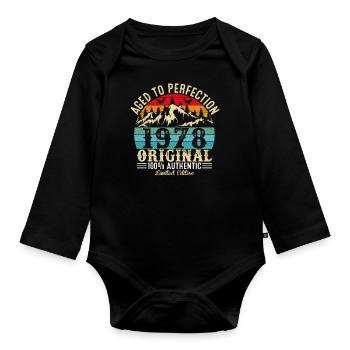 Aged to perfection 1978 original - Organic Longsleeve Baby Bodysuit - black - Front