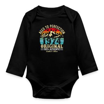 Aged to perfection 1974 original - Organic Longsleeve Baby Bodysuit - black - Front